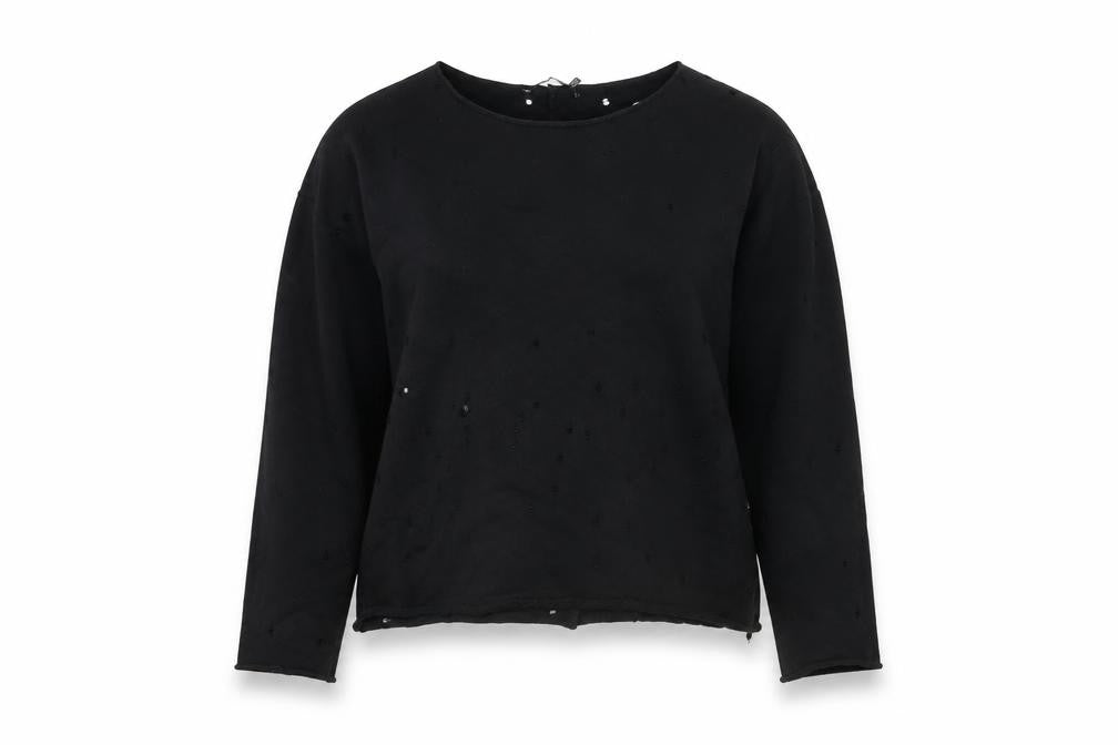 Boohoo Womens Black Cotton Pullover Sweatshirt Size 14 Pullover