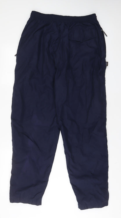 Donnay Mens Blue Polyester Windbreaker Trousers Size M L31 in Regular Drawstring - Zip Pockets