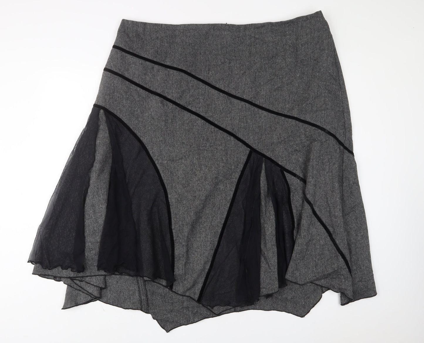Together Womens Grey Polyester A-Line Skirt Size 26 Zip