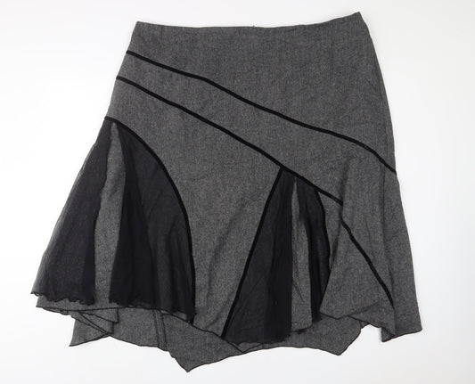 Together Womens Grey Polyester A-Line Skirt Size 26 Zip