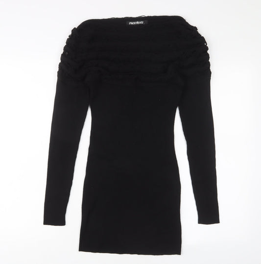 Follements Womens Black Acrylic Jumper Dress Size S Boat Neck Pullover - S/M