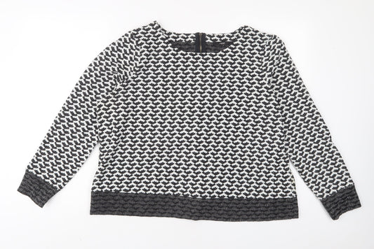 NEXT Womens White Geometric Polyester Pullover Sweatshirt Size 18 Zip