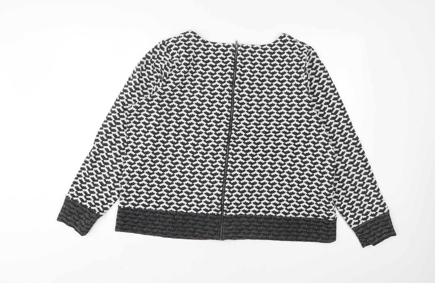 NEXT Womens White Geometric Polyester Pullover Sweatshirt Size 18 Zip