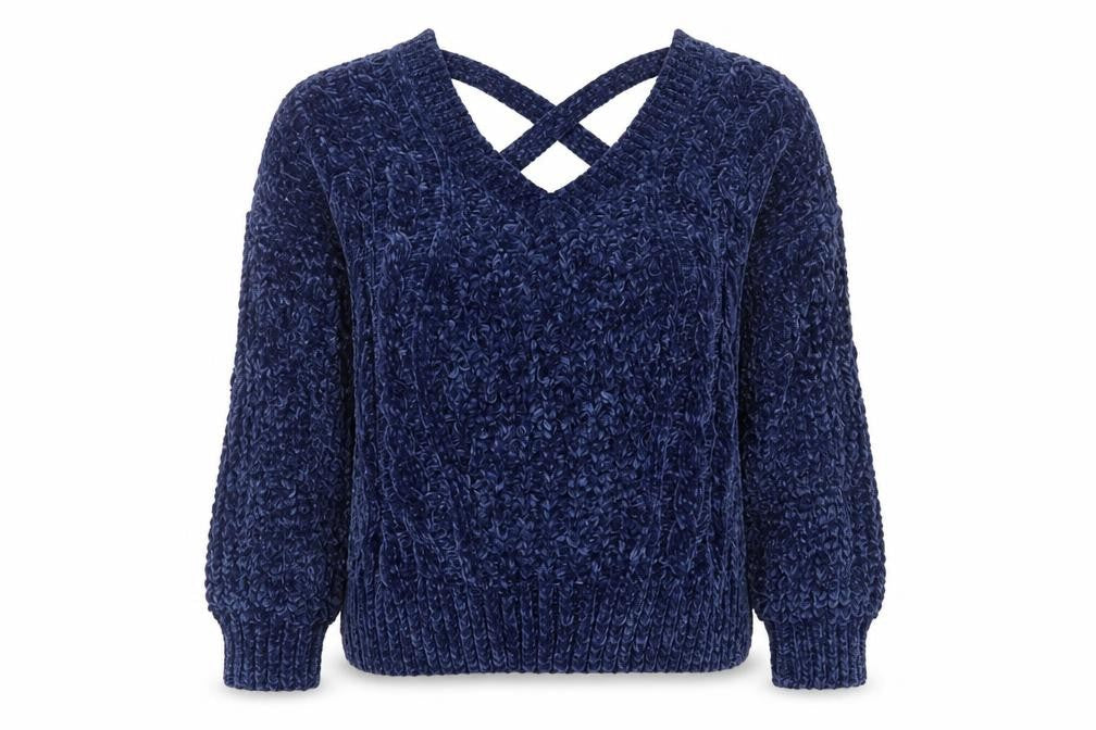 Honey Punch Womens Blue V-Neck Polyester Pullover Jumper Size S