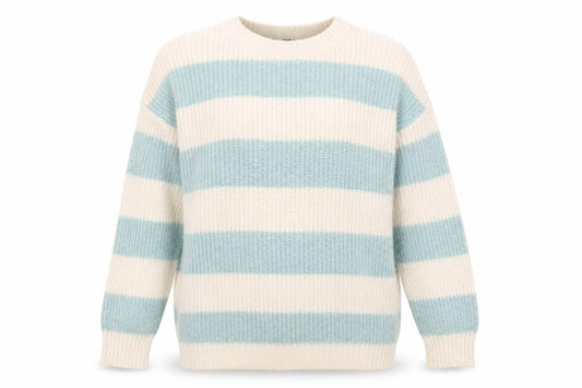 New Look Womens Beige Crew Neck Striped Acrylic Pullover Jumper Size S