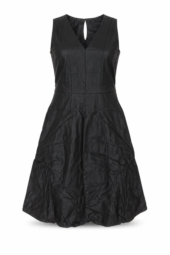 Dorothy Perkins Womens Black Polyurethane A-Line Size 10 V-Neck Zip