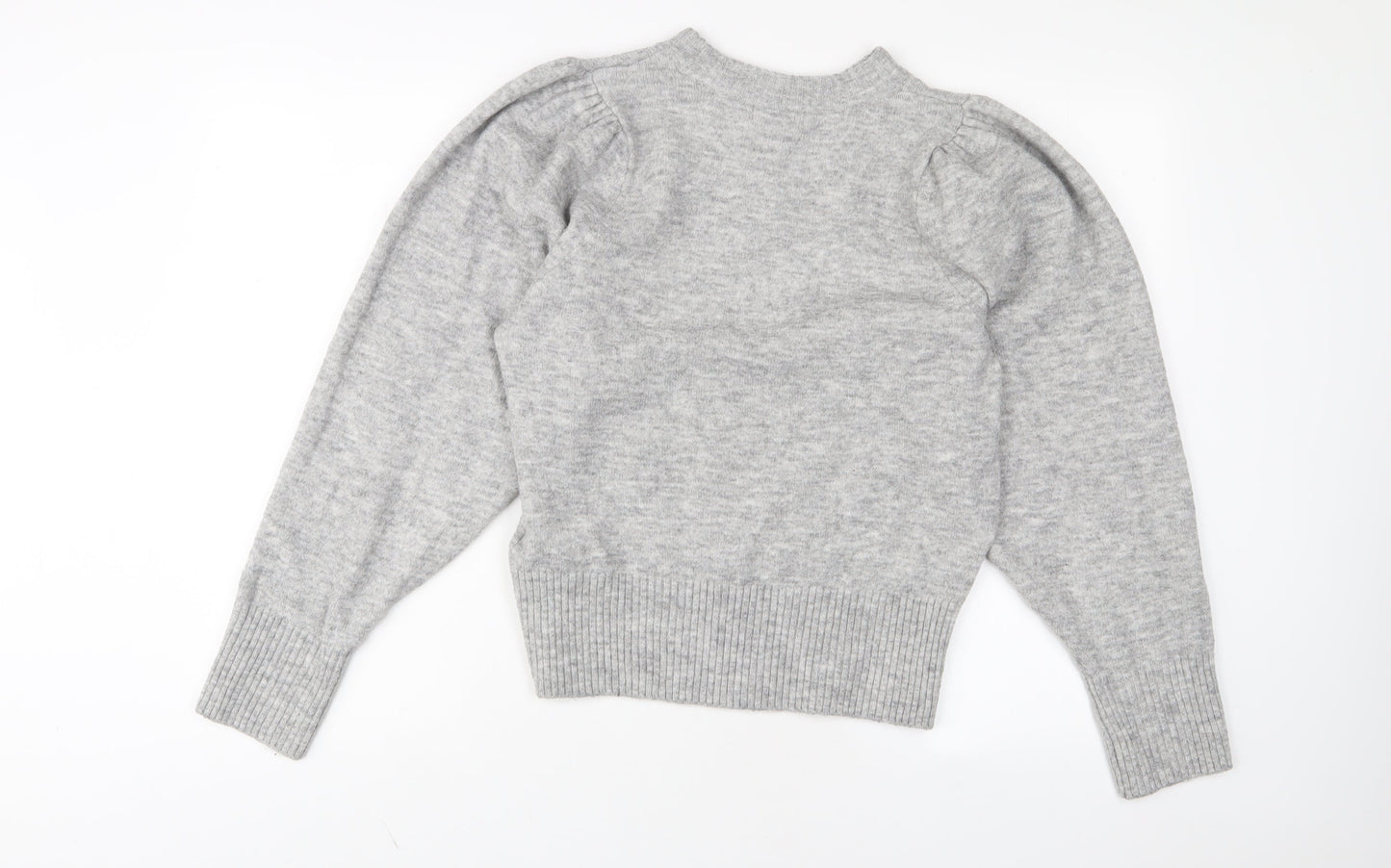 H&M Womens Grey Round Neck Acrylic Pullover Jumper Size M