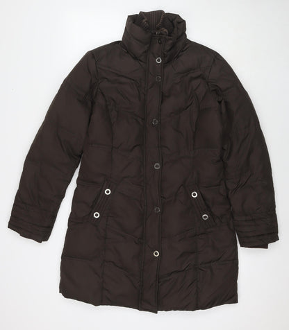 Additional front view of ESPRIT women’s brown quilted jacket, size UK 10, zip