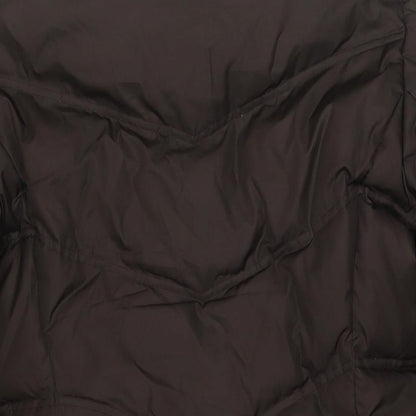 Brand and care label for ESPRIT women’s brown quilted jacket, size UK 10, zip