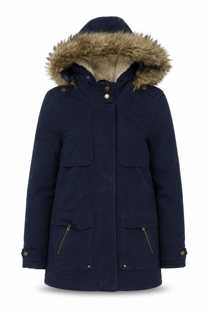 New Look Womens Blue Parka Jacket Size 6 Zip