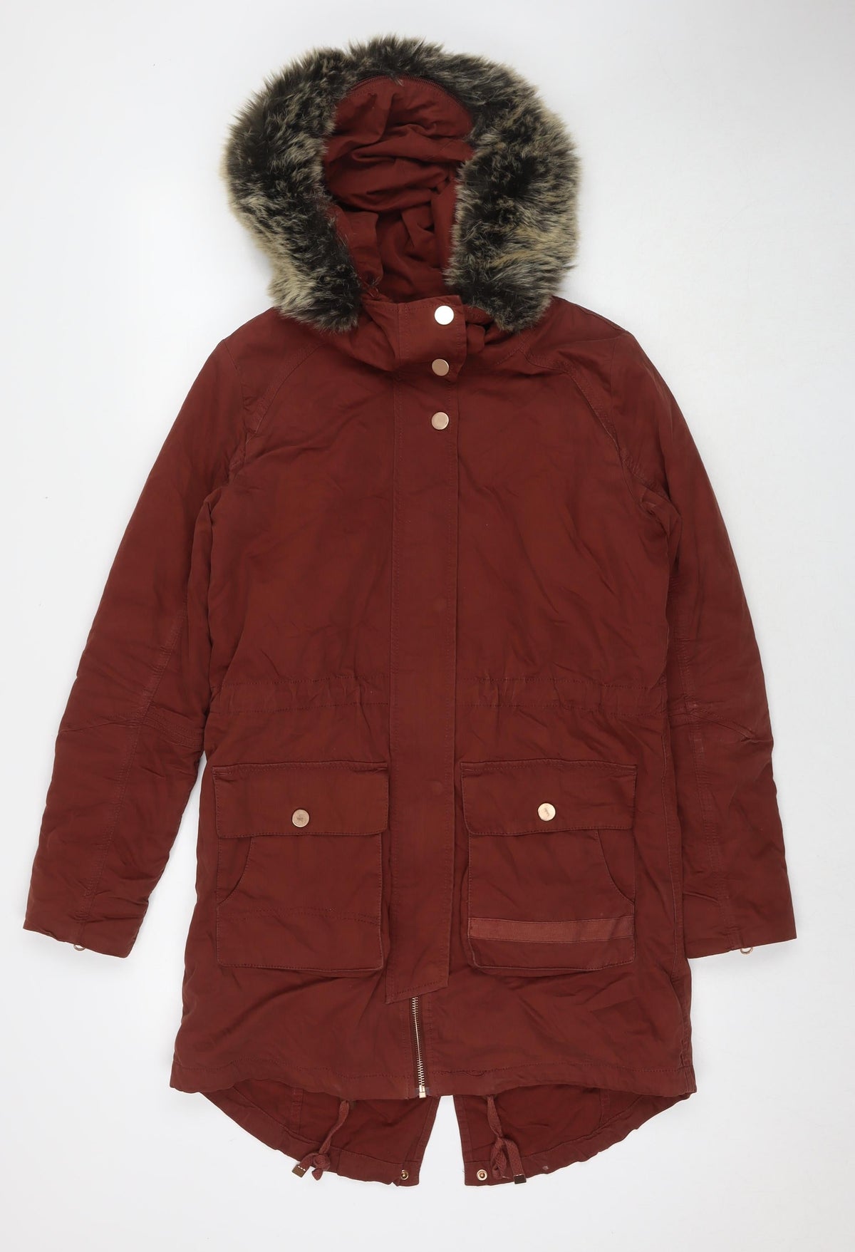 Twik Womens Brown Parka Coat Size S Zip