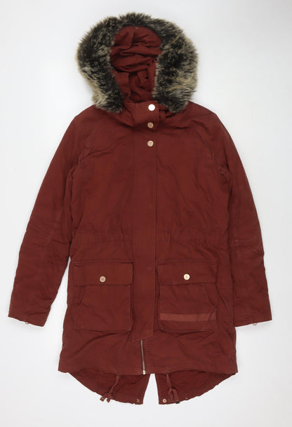 Twik Womens Brown Parka Coat Size S Zip