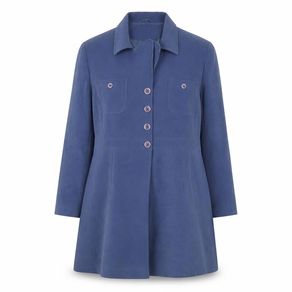 Rogers Womens Blue Trench Coat Jacket Size 20 Button