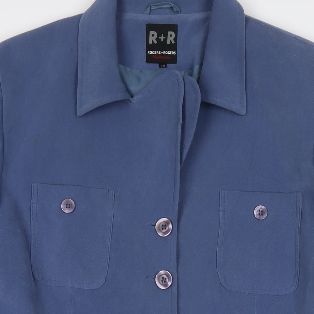 Rogers Womens Blue Trench Coat Jacket Size 20 Button