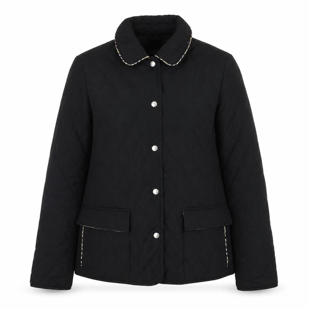 David Barry Womens Black Quilted Jacket Size 10 Snap