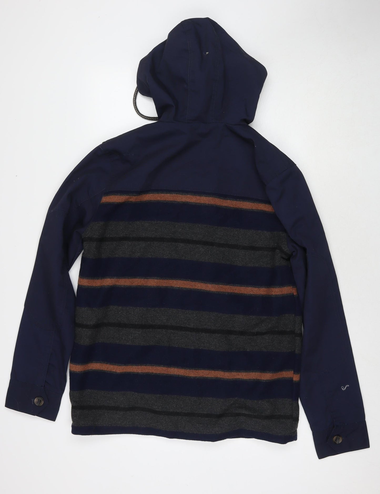 Bellfield Mens Blue Striped Parka Jacket Size M Zip