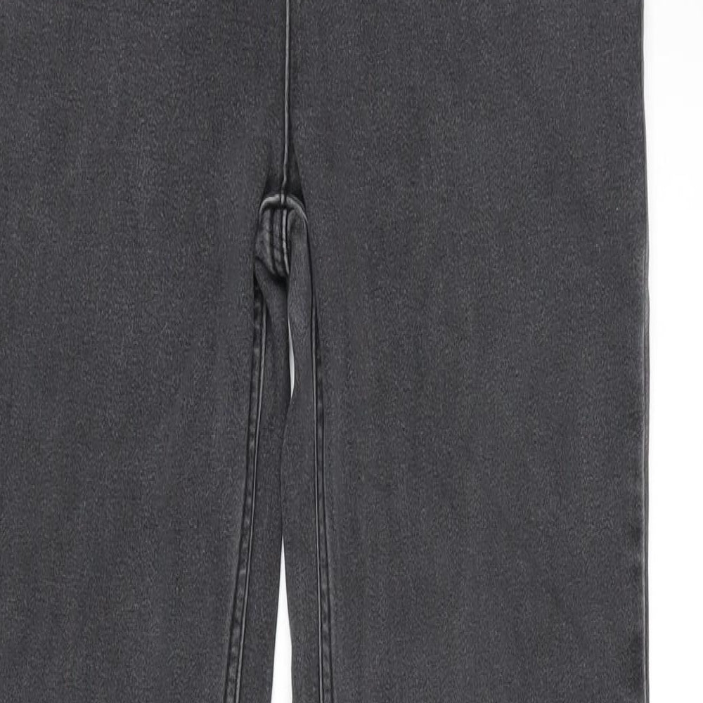 Marks and Spencer Womens Grey Cotton Blend Straight Jeans Size 8 L30 in Regular Zip - Gemstone Detail