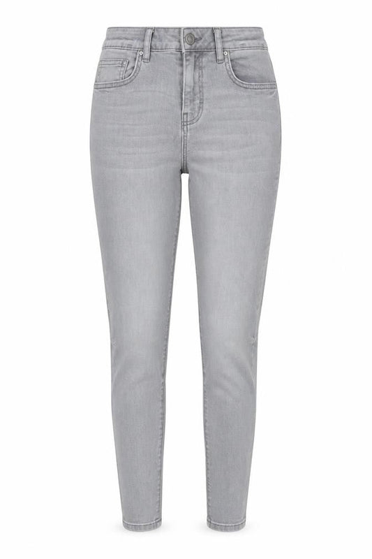 Denim & Co. Womens Grey Cotton Blend Tapered Jeans Size 8 L27.5 in Regular Zip
