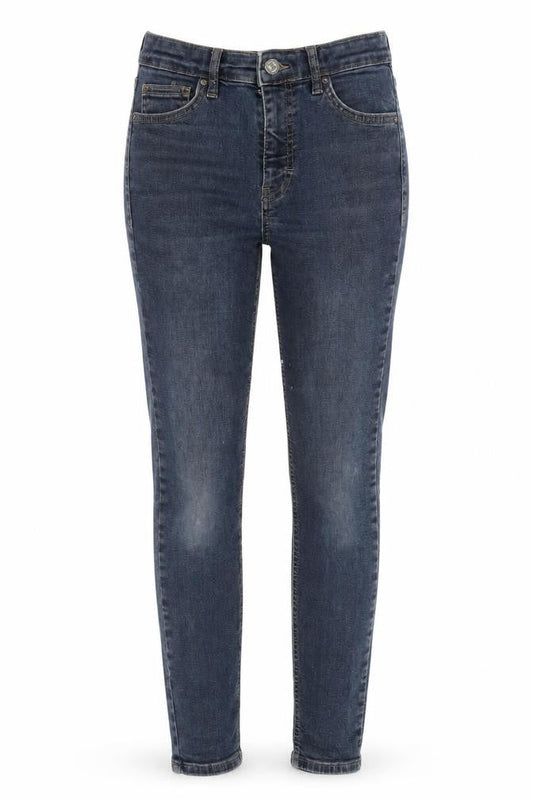 Topshop Womens Blue Cotton Blend Tapered Jeans Size 26 in L26 in Regular Zip