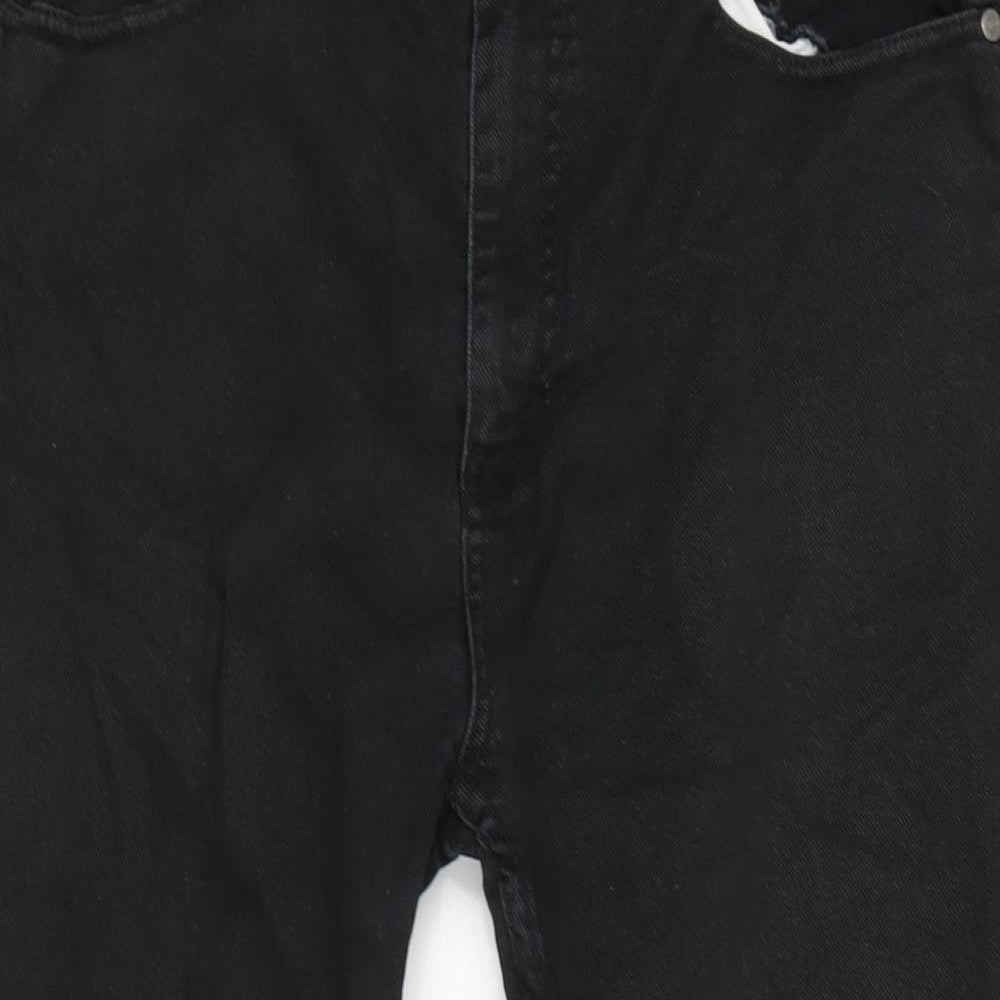 Easy Mens Black Cotton Blend Straight Jeans Size 34 in L29 in Regular Zip