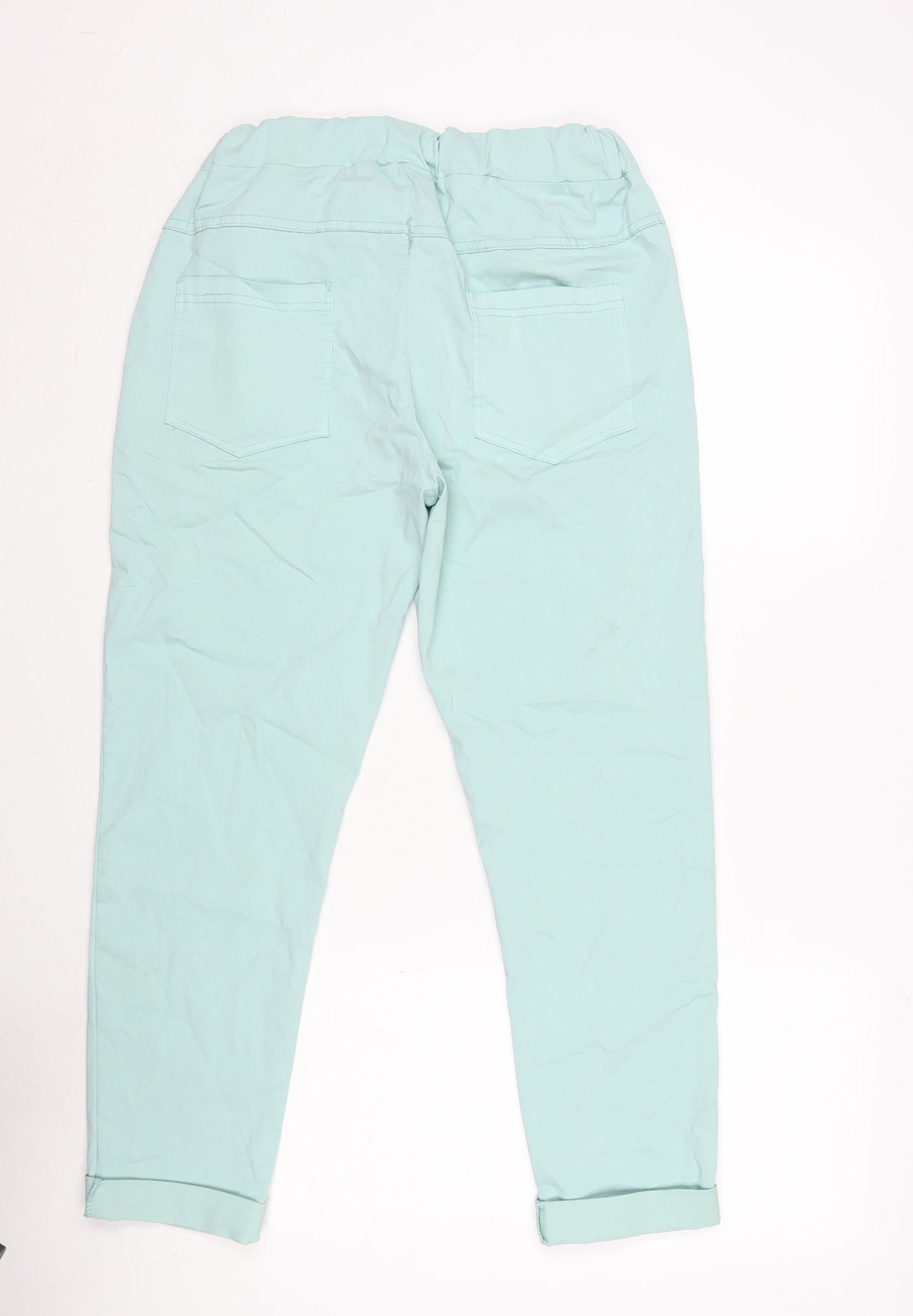 Made in Italy Womens Green Viscose Trousers Size 30 in L25.5 in Regular Tie