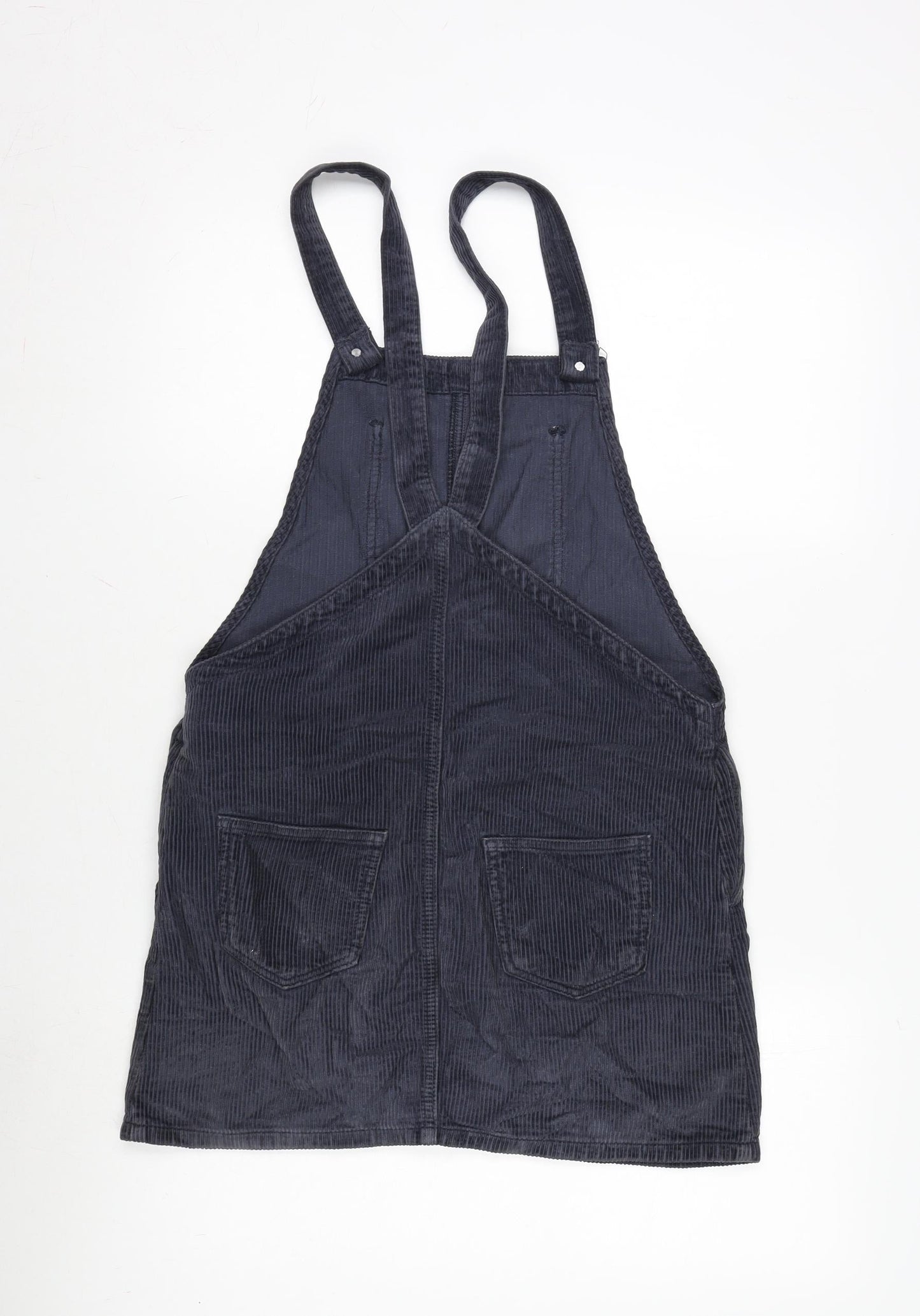 Topshop Womens Blue Cotton A-Line Size 8 Square Neck Snap