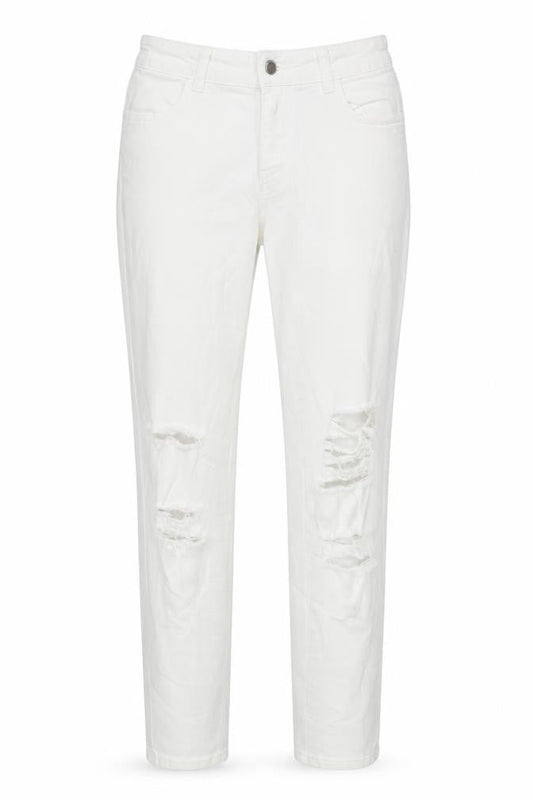 Denim & Co. Womens White Cotton Blend Tapered Jeans Size 12 L29 in Regular Zip