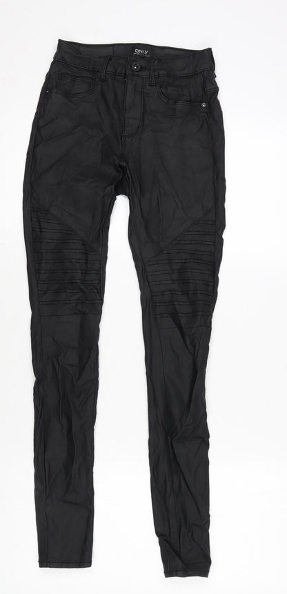 Additional front view of Only women’s black polyester blend trousers, size S, 28-inch leg regular zip