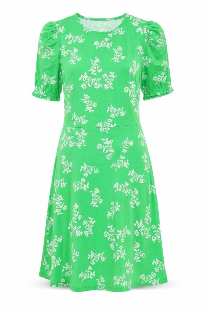 Marks & Spencer Womens Green Floral Viscose T-Shirt Dress Size 8 Crew Neck Pullover