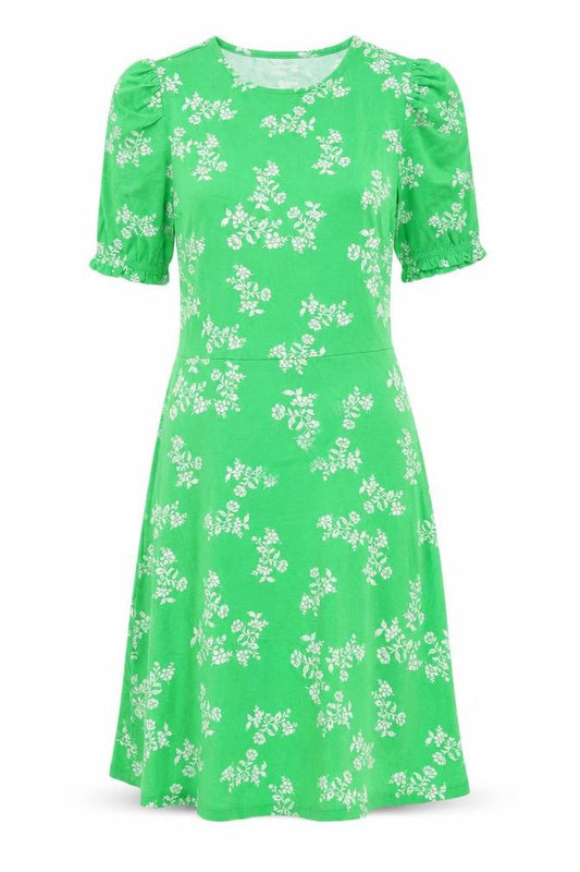 Marks & Spencer Womens Green Floral Viscose T-Shirt Dress Size 8 Crew Neck Pullover
