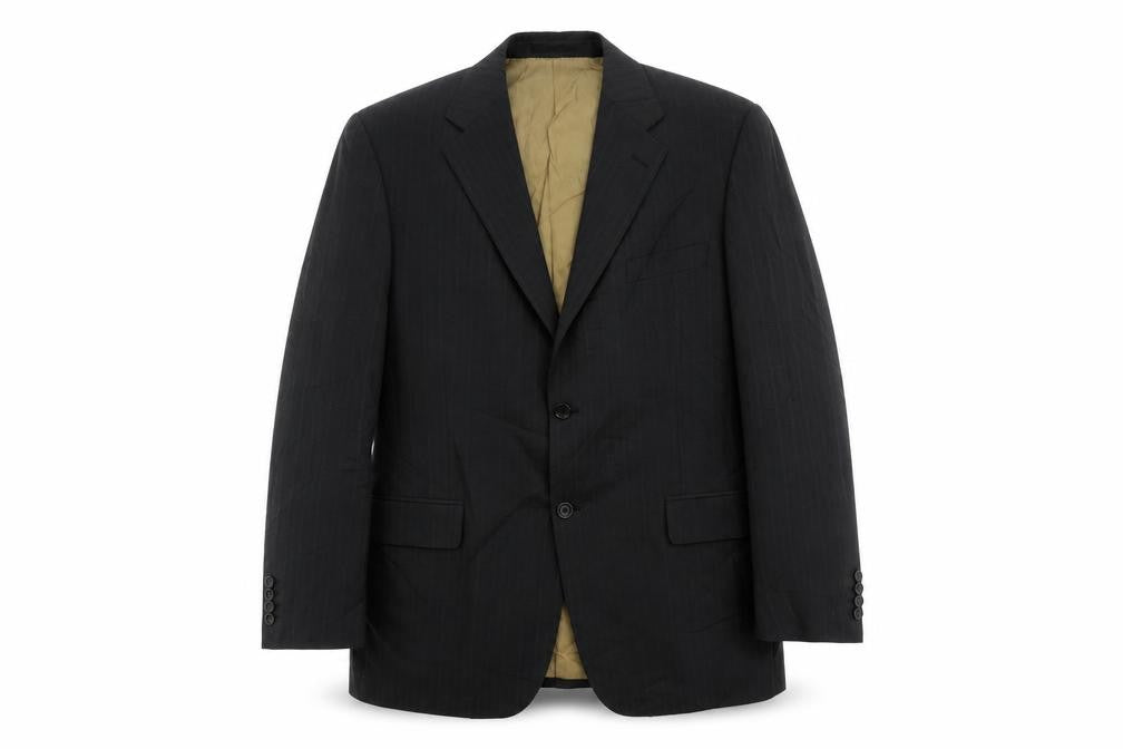 Racing Green Mens Black Striped Wool Jacket Suit Jacket Size 42 Regular