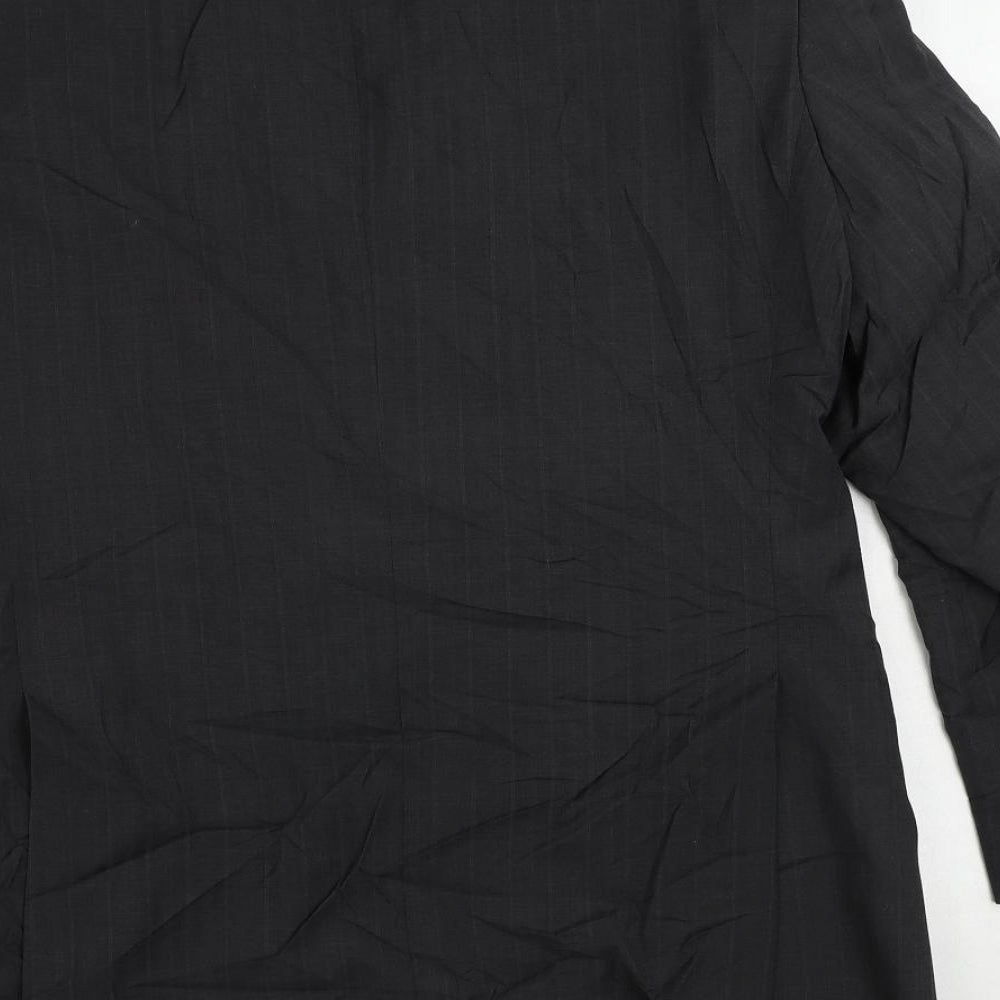 Racing Green Mens Black Striped Wool Jacket Suit Jacket Size 42 Regular