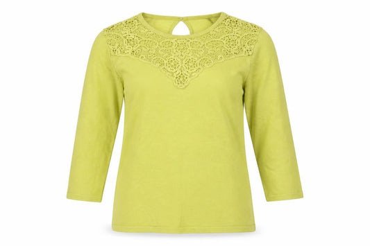 Bonmarché Womens Green Round Neck Viscose Pullover Jumper Size 12 - Crochet Detail