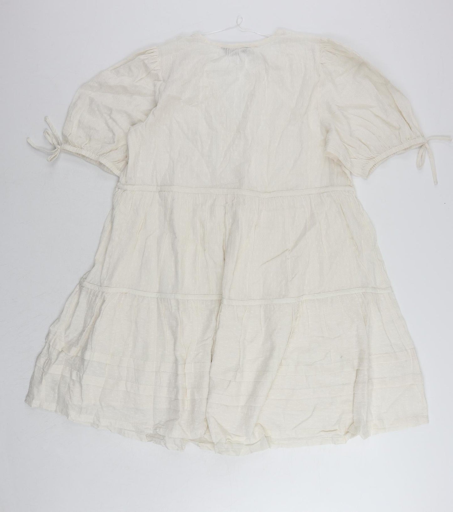 Marks and Spencer Womens Ivory Cotton Trapeze & Swing Size 16 V-Neck Pullover - Embroidered