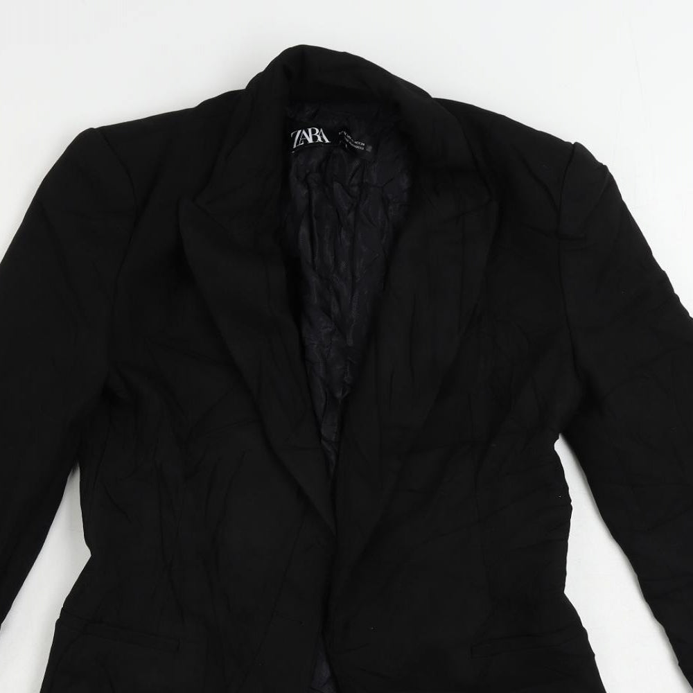 Zara Womens Black Jacket Blazer Size XS Button - Longline