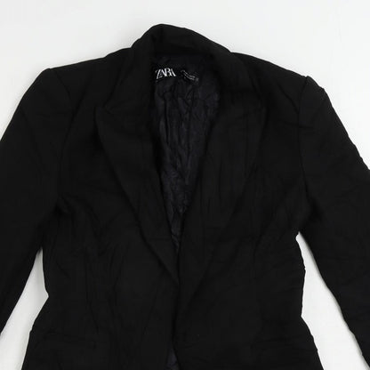 Zara Womens Black Jacket Blazer Size XS Button - Longline