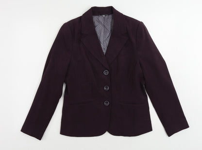 EWM Womens Purple Jacket Blazer Size 10 Button - Vintage