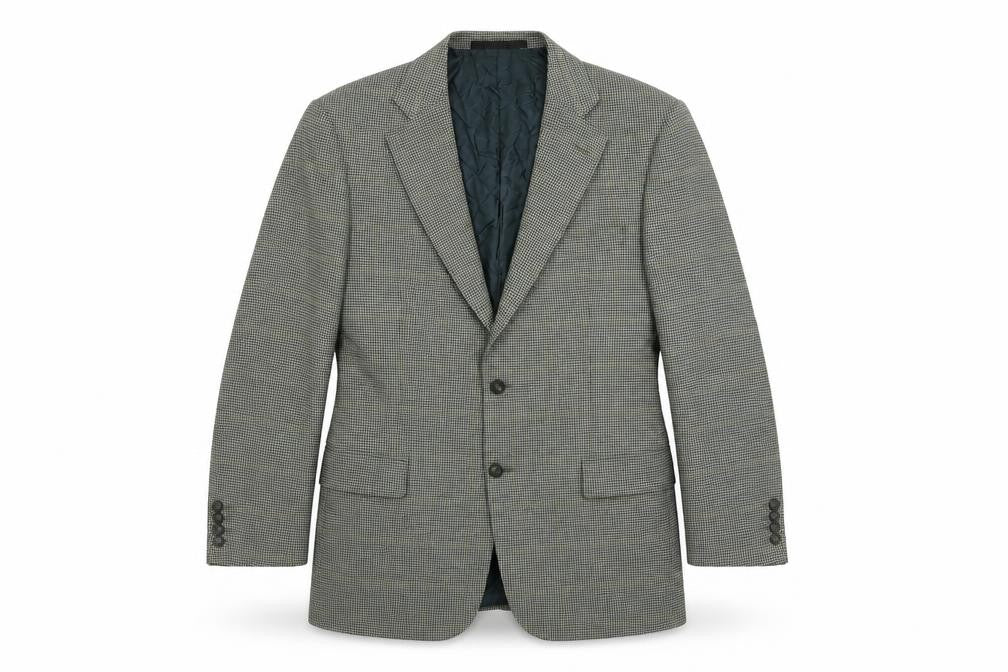 Marks & Spencer Mens Green Plaid Wool Jacket Suit Jacket Size 42 Regular