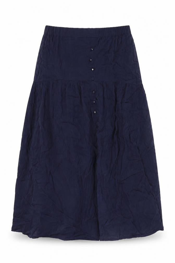 Marks & Spencer Womens Blue Viscose A-Line Skirt Size 12 - Side Slit