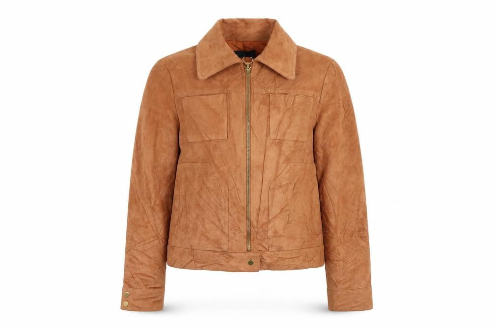 Sfera Womens Orange Jacket Size L Zip - Suede Effect