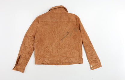 Back view of Sfera women’s orange jacket, size L, zip - suede effect