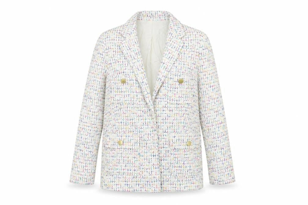 Marks and Spencer Womens White Geometric Jacket Blazer Size 10 - Open