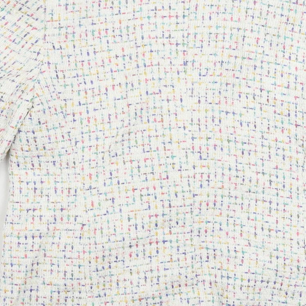Marks and Spencer Womens White Geometric Jacket Blazer Size 10 - Open