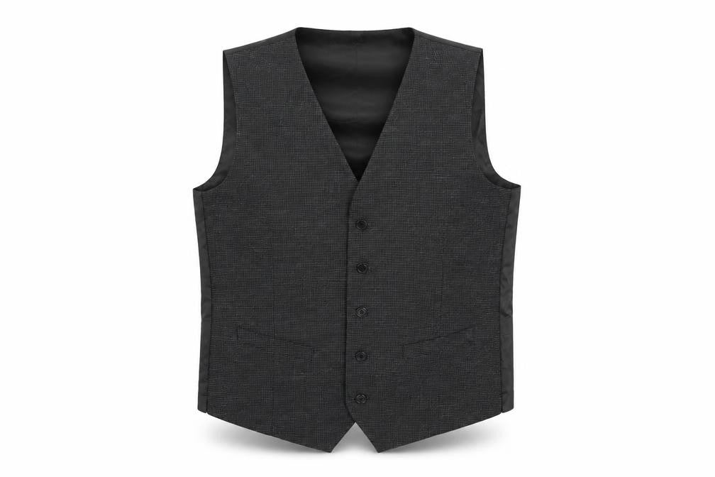 Marks & Spencer Mens Grey Geometric Polyester Jacket Suit Waistcoat Size 40 Regular