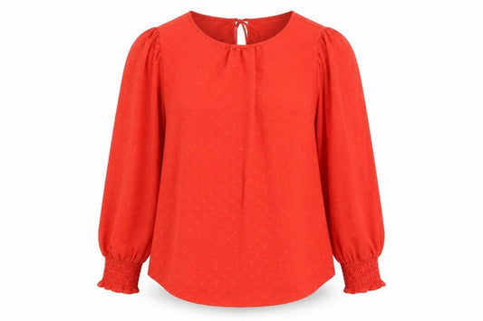 Marks and Spencer Womens Red Polyester Basic Blouse Size 10 Round Neck - Textured
