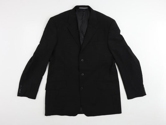 NEXT Mens Black Check Polyester Jacket Suit Jacket Size 42 Regular