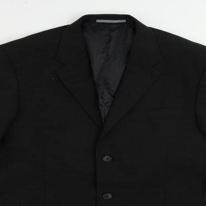 Next Mens Black Check Polyester Jacket Suit Jacket Size 42 Regular
