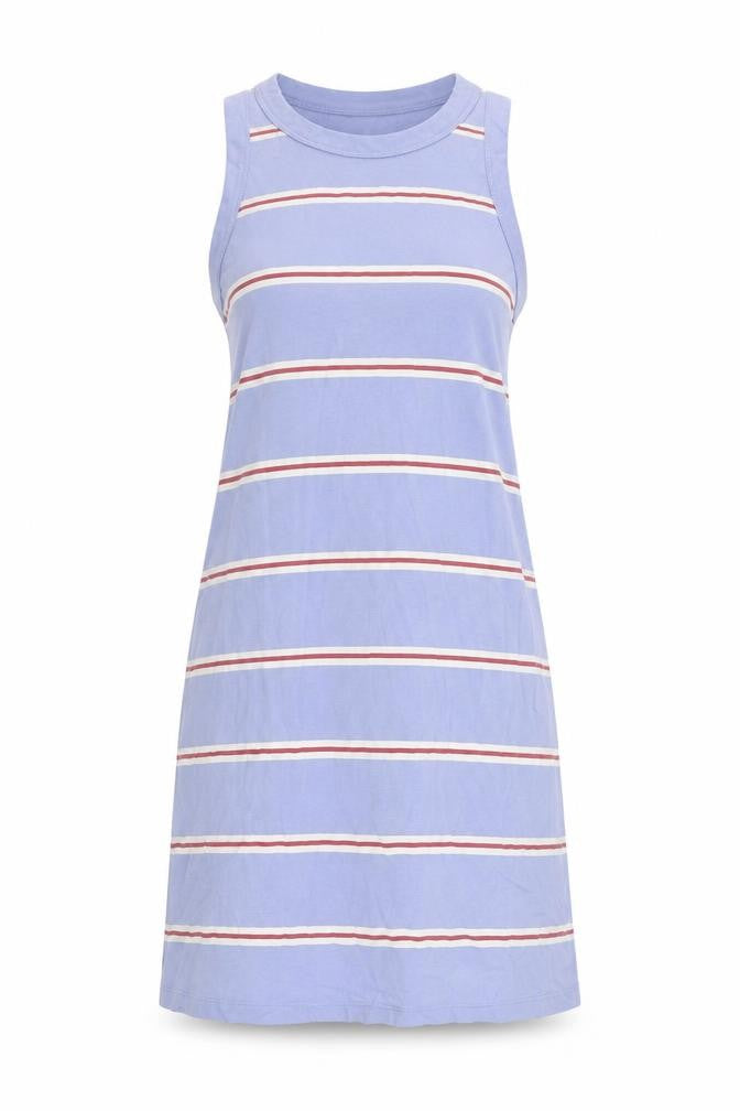 Marks & Spencer Womens Blue Striped Cotton Tank Dress Size S Crew Neck Pullover