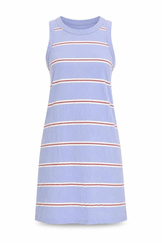 Marks & Spencer Womens Blue Striped Cotton Tank Dress Size S Crew Neck Pullover