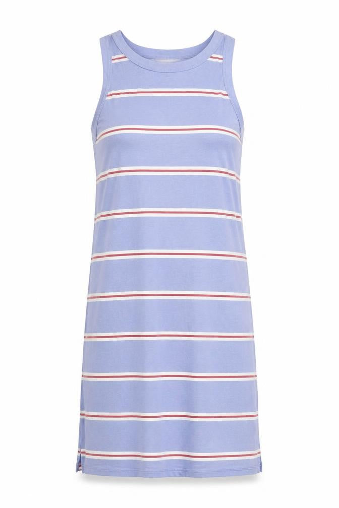 Marks and Spencer Womens Blue Striped Cotton Tank Dress Size M Crew Neck Pullover